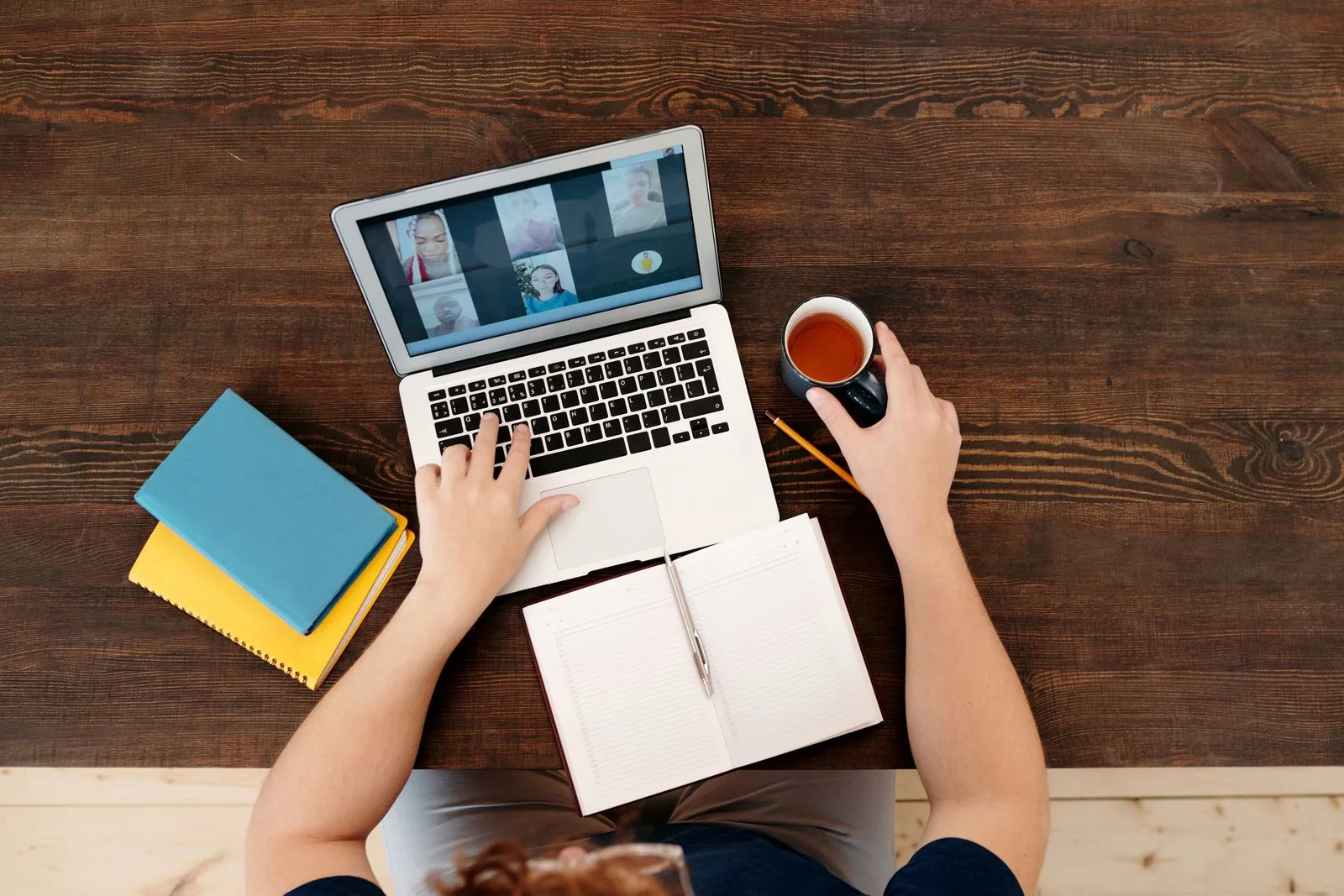 Employees collaborating with modern workplace technology