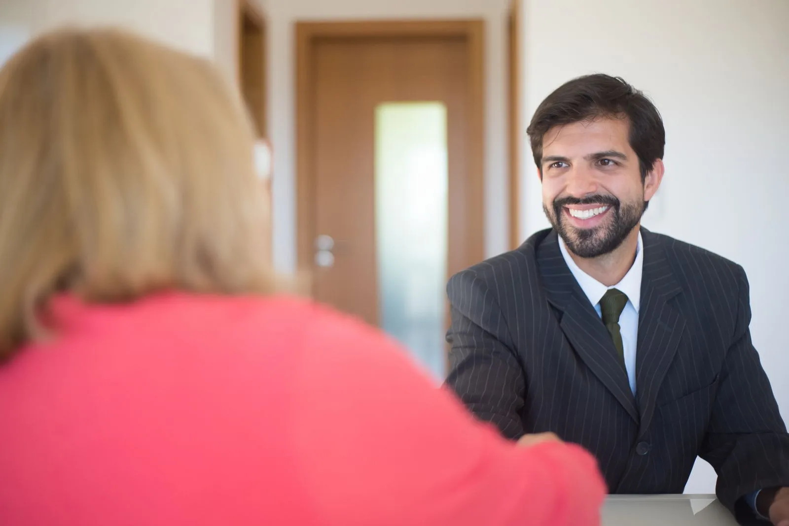 Professional speaking clearly and confidently in an interview discussion