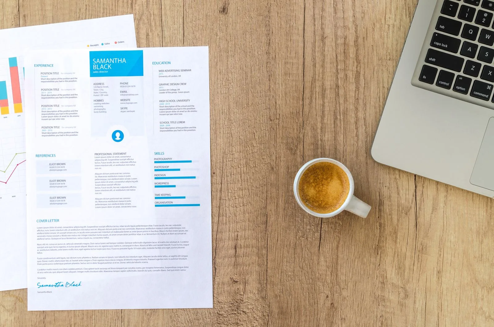 Professional preparing job application at workplace desk