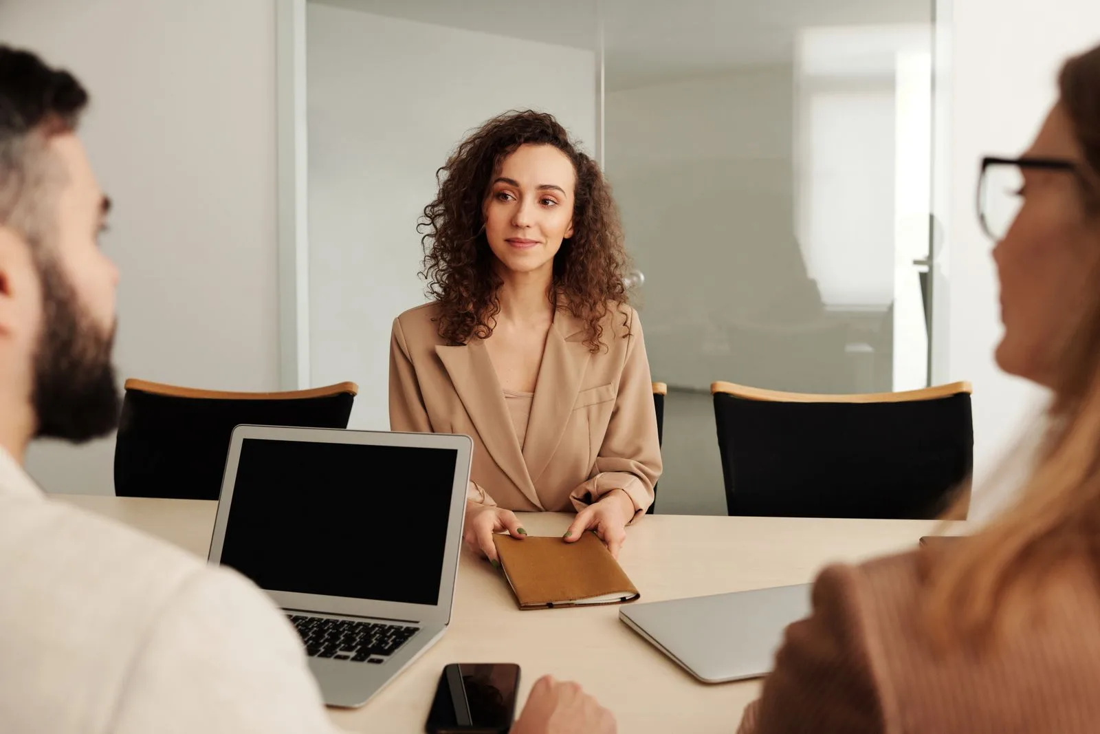 Hiring manager conducting job interview with candidate